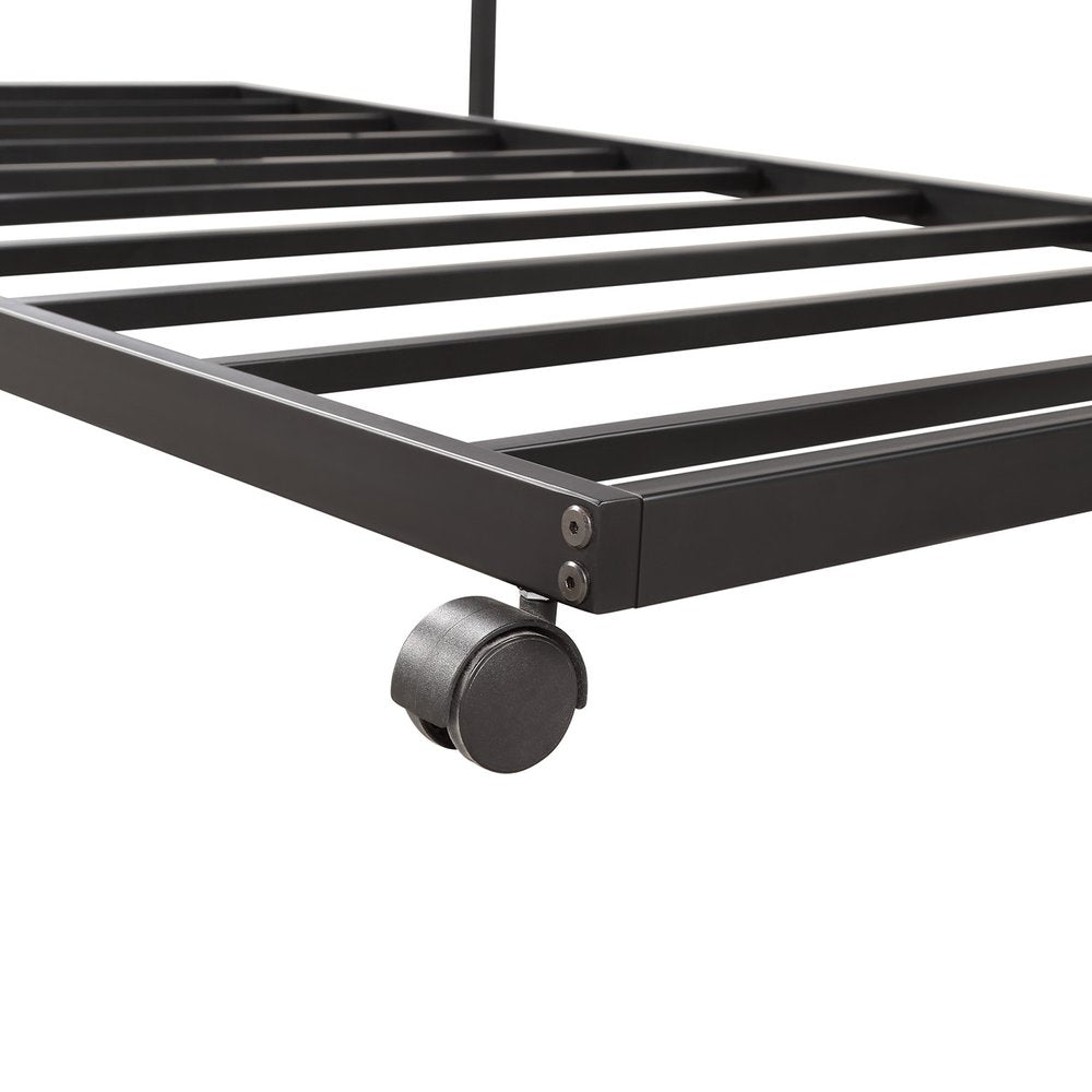 Black Metal Twin Daybed Frame With Trundle