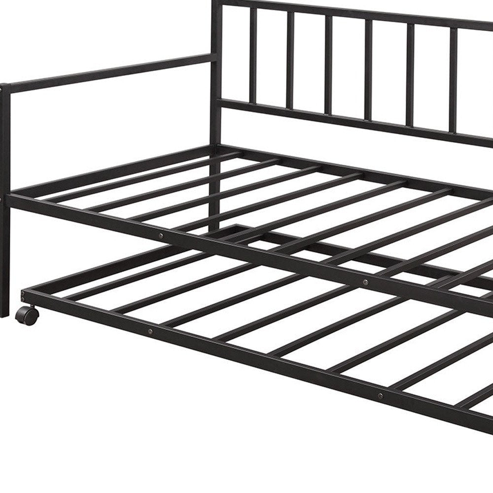 Black Metal Twin Daybed Frame With Trundle