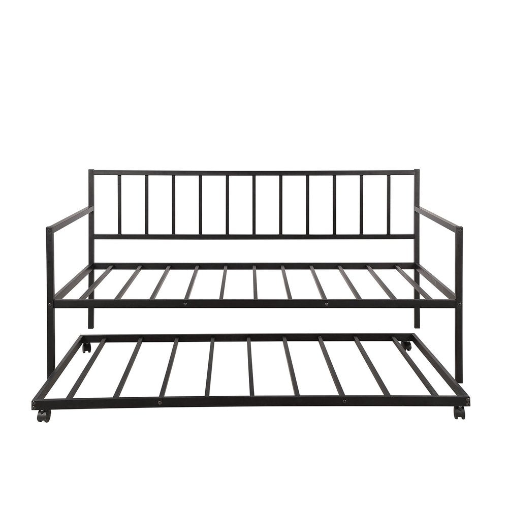 Black Metal Twin Daybed Frame With Trundle