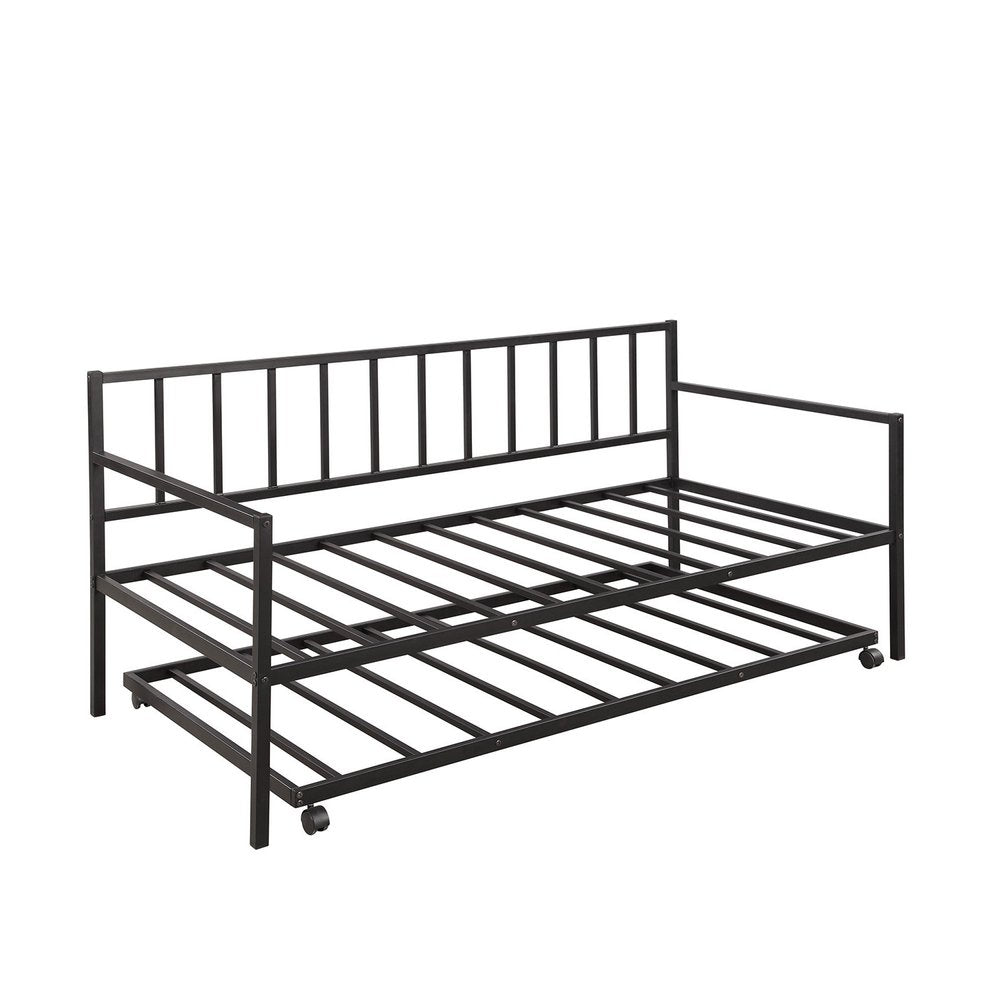 Black Metal Twin Daybed Frame With Trundle