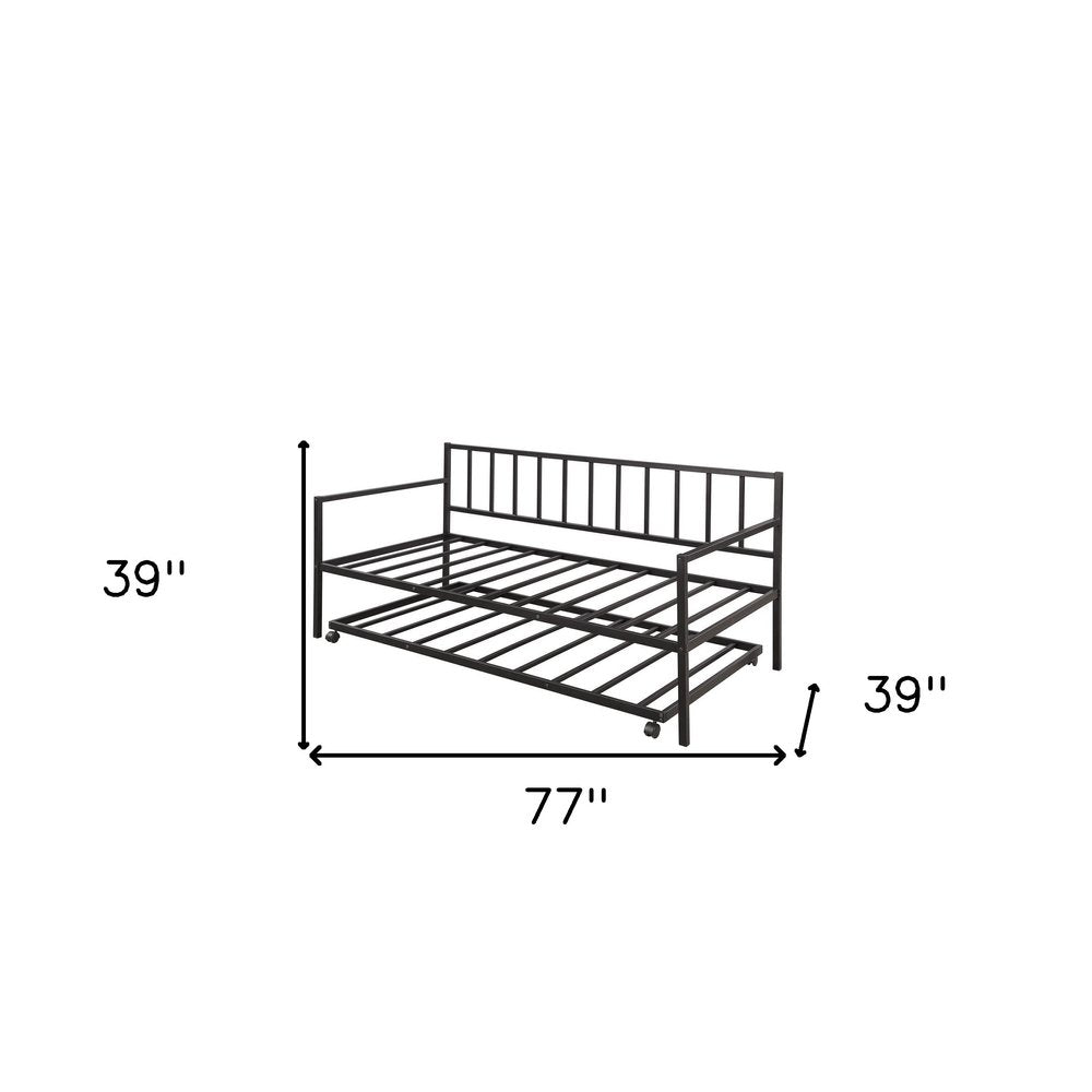 Black Metal Twin Daybed Frame With Trundle