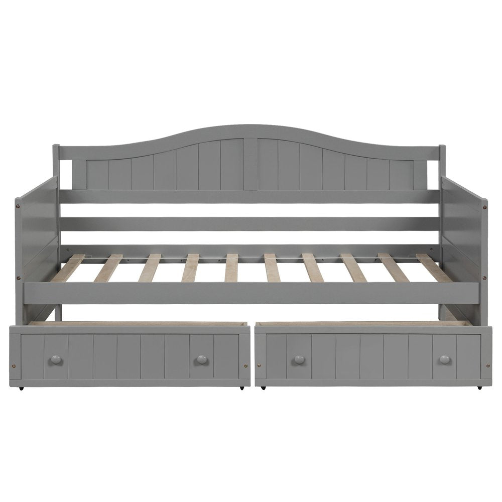 Gray Wood Twin Daybed Frame With Drawers