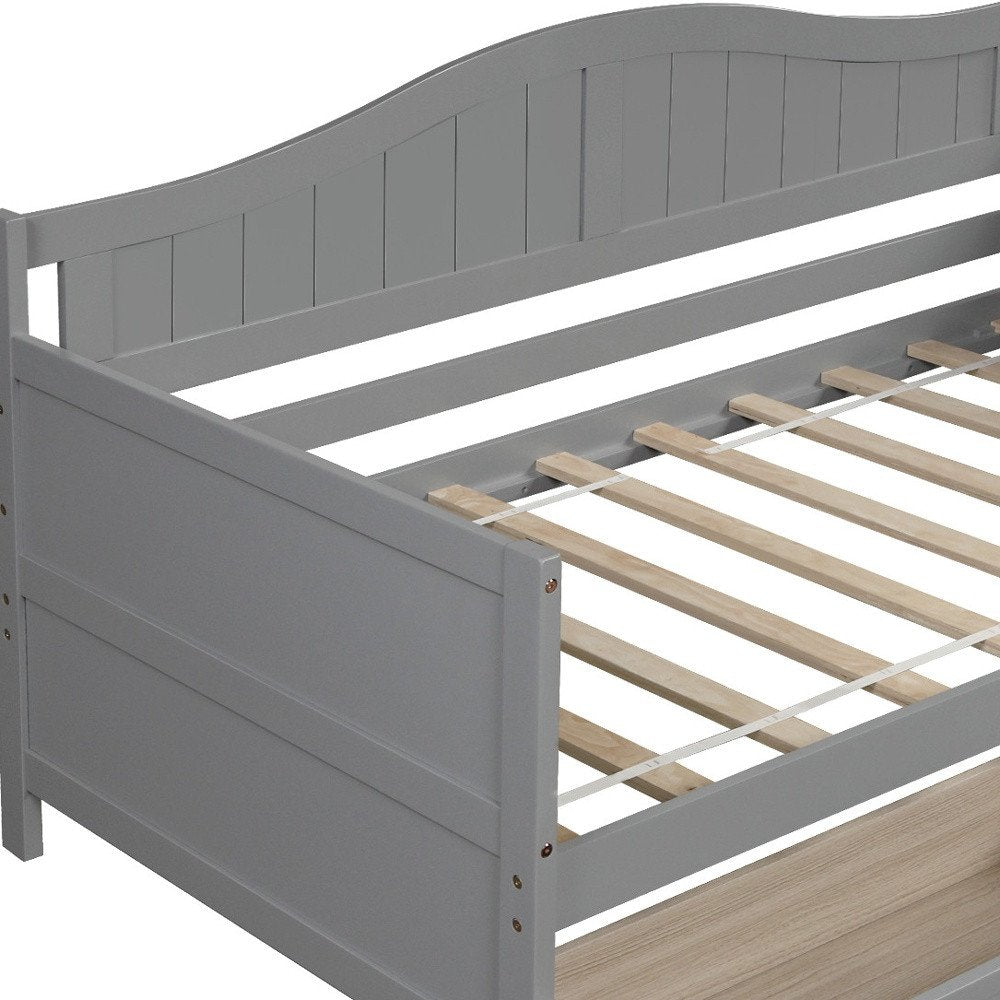 Gray Wood Twin Daybed Frame With Drawers