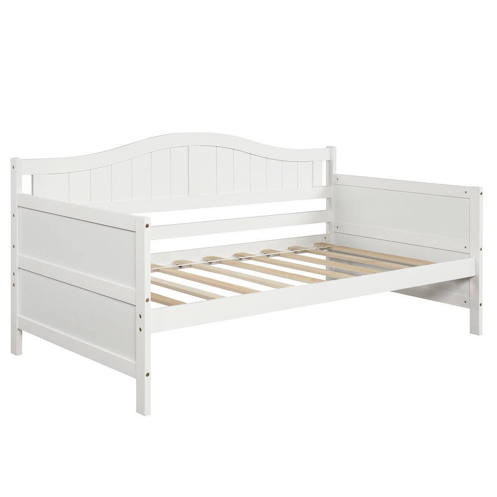White Wood Twin Daybed Frame With Drawers