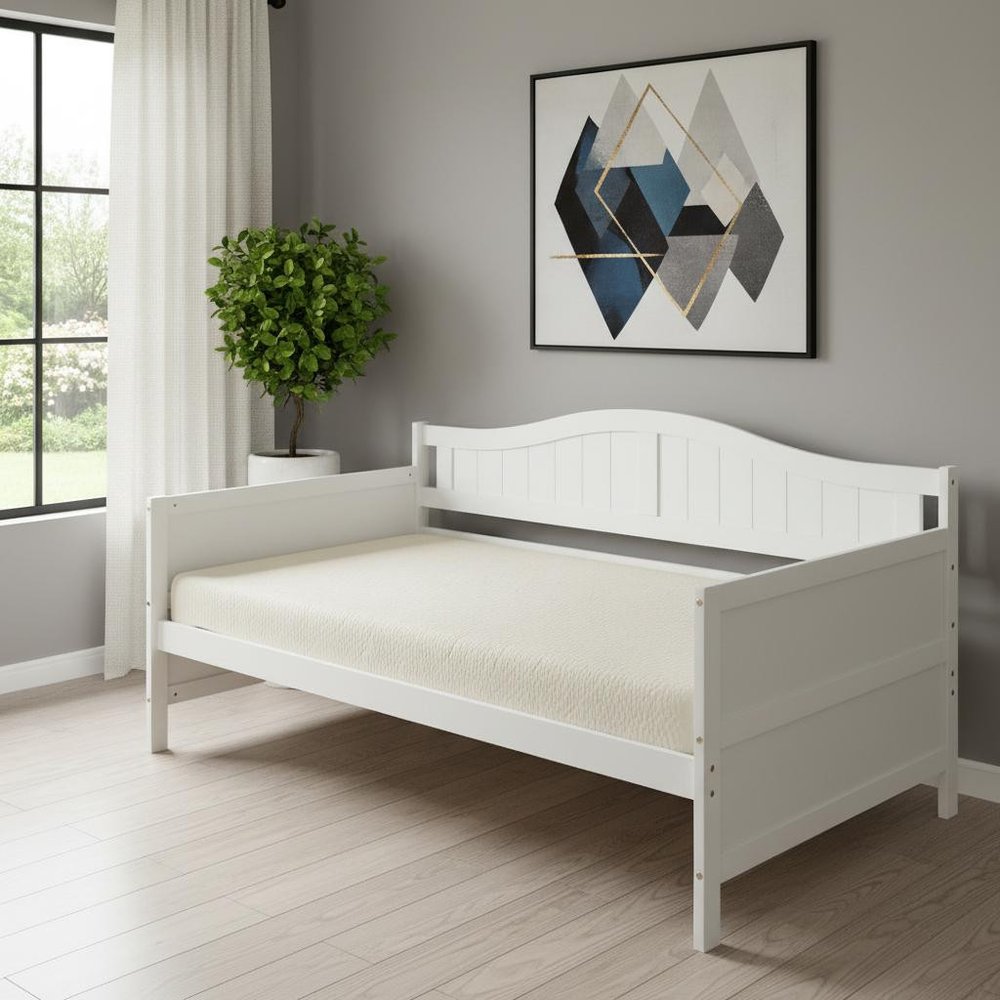 White Wood Twin Daybed Frame With Trundle