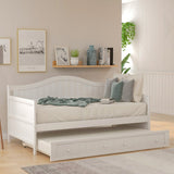 White Wood Twin Daybed Frame With Trundle