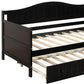 Espresso Wood Twin Daybed Frame With Trundle