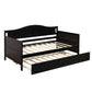 Espresso Wood Twin Daybed Frame With Trundle