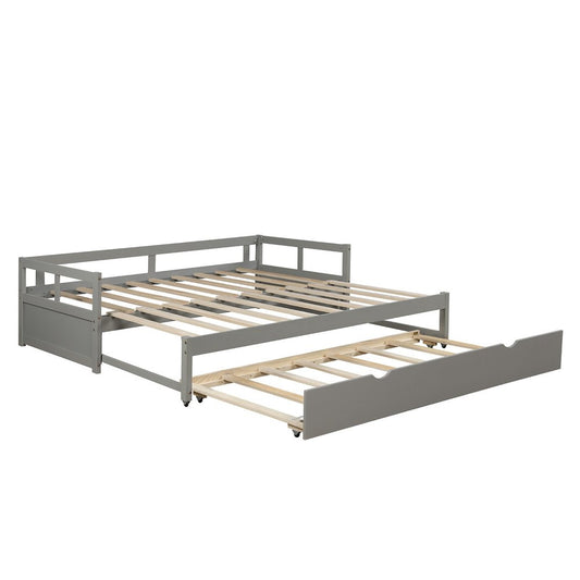 Gray Wood Twin Daybed Frame With Trundle