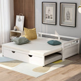 White Wood Twin Daybed Frame With Trundle