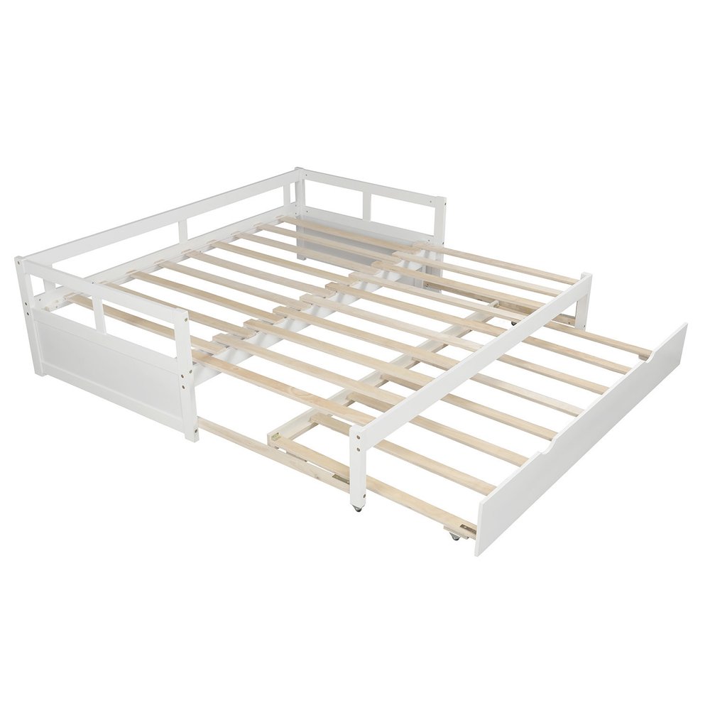 White Wood Twin Daybed Frame With Trundle