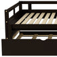 Espresso Wood Twin Daybed Frame With Trundle
