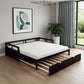 Espresso Wood Twin Daybed Frame With Trundle