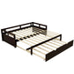 Espresso Wood Twin Daybed Frame With Trundle