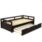 Espresso Wood Twin Daybed Frame With Trundle