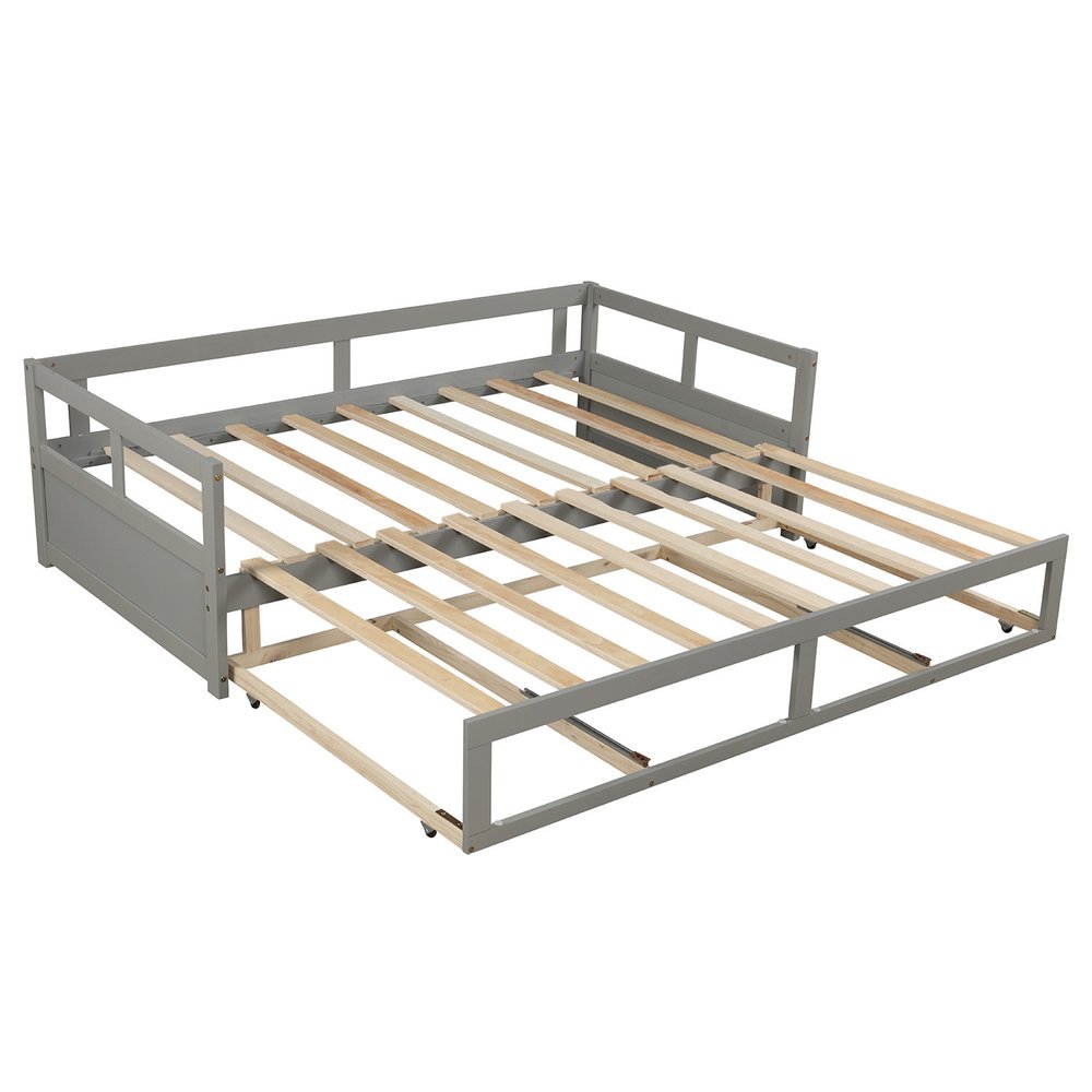 Gray Wood Twin Daybed Frame With Drawers