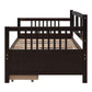 Espresso Wood Twin Daybed Frame With Drawers