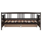 Espresso Wood Twin Daybed Frame With Drawers