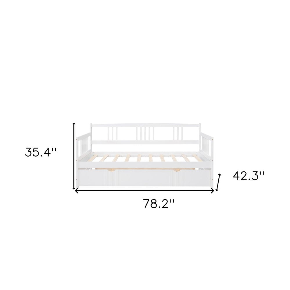 White Wood Twin Daybed Frame With Trundle