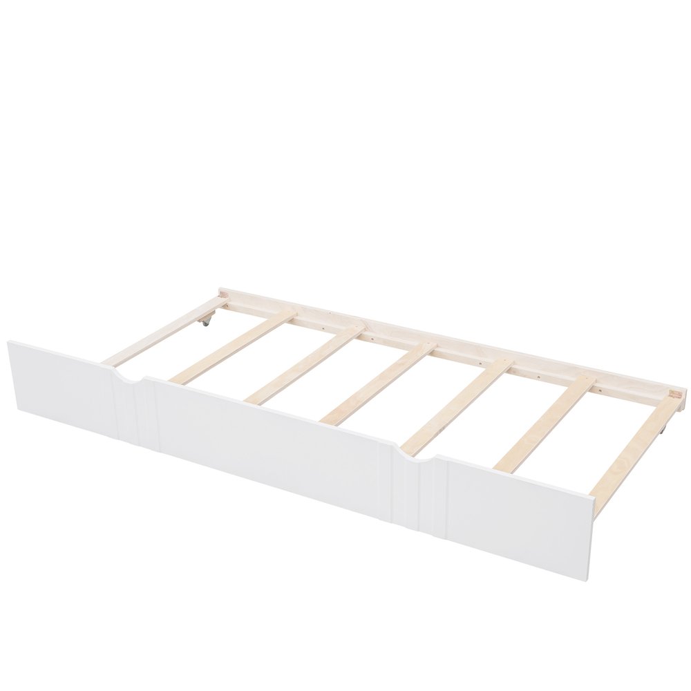 White Wood Twin Daybed Frame With Trundle