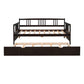 Espresso Wood Twin Daybed Frame With Trundle