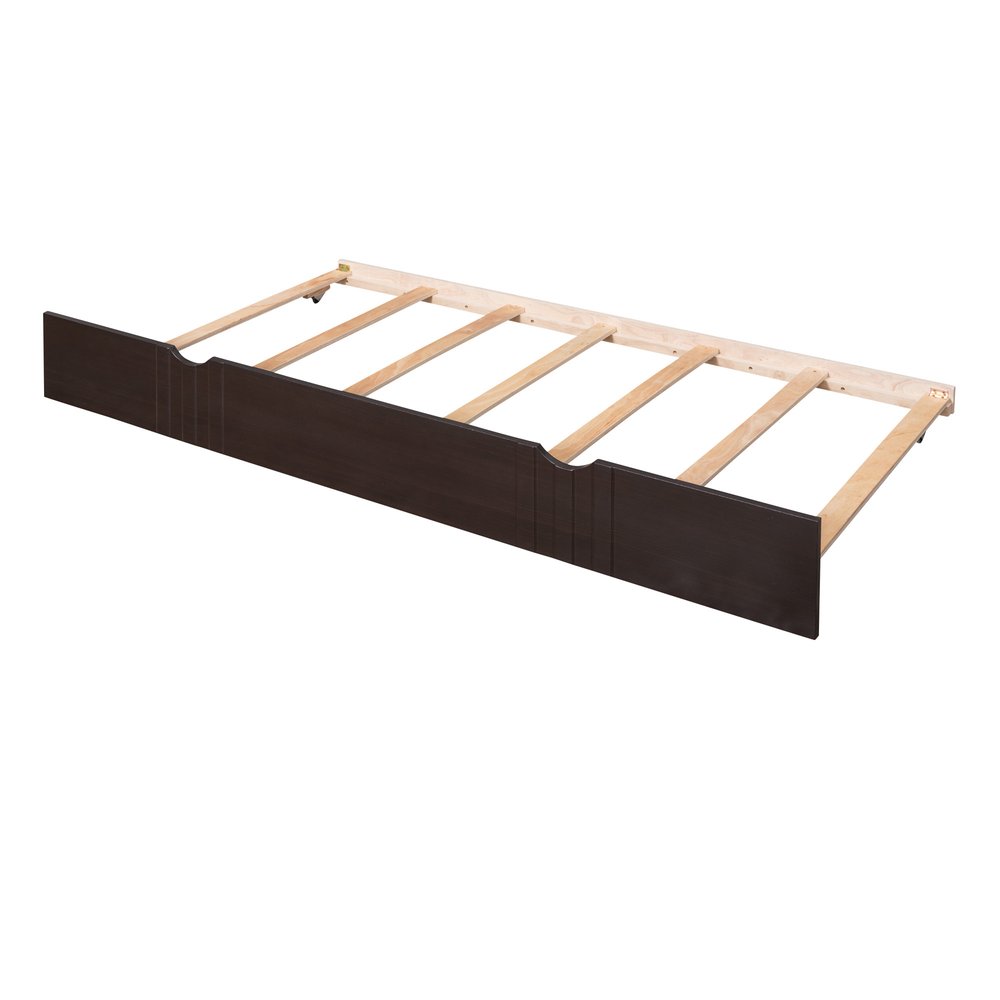 Espresso Wood Twin Daybed Frame With Trundle
