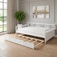 White Wood Full Daybed Frame With Trundle