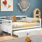 White Wood Full Daybed Frame With Trundle