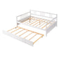 White Wood Full Daybed Frame With Trundle