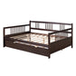 Espresso Wood Full Daybed Frame With Trundle