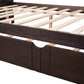 Espresso Wood Full Daybed Frame With Trundle