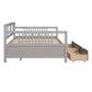 Gray Wood Full Daybed Frame With Drawers