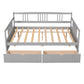 Gray Wood Full Daybed Frame With Drawers