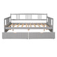 Gray Wood Full Daybed Frame With Drawers