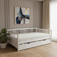 White Wood Full Daybed Frame With Drawers