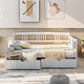 White Wood Full Daybed Frame With Drawers