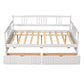 White Wood Full Daybed Frame With Drawers