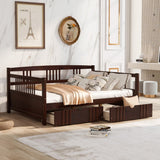 Espresso Wood Full Daybed Frame With Drawers