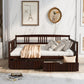Espresso Wood Full Daybed Frame With Drawers