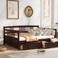 Espresso Wood Full Daybed Frame With Drawers