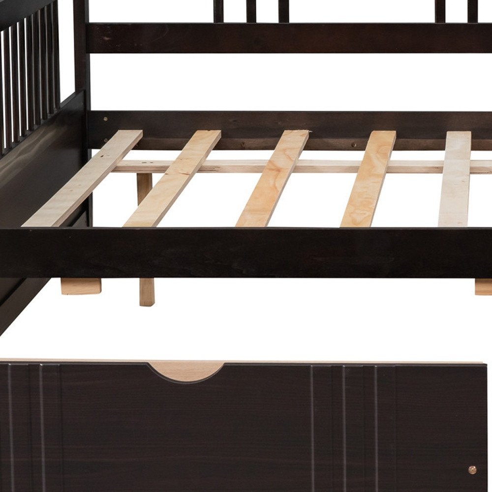 Espresso Wood Full Daybed Frame With Drawers