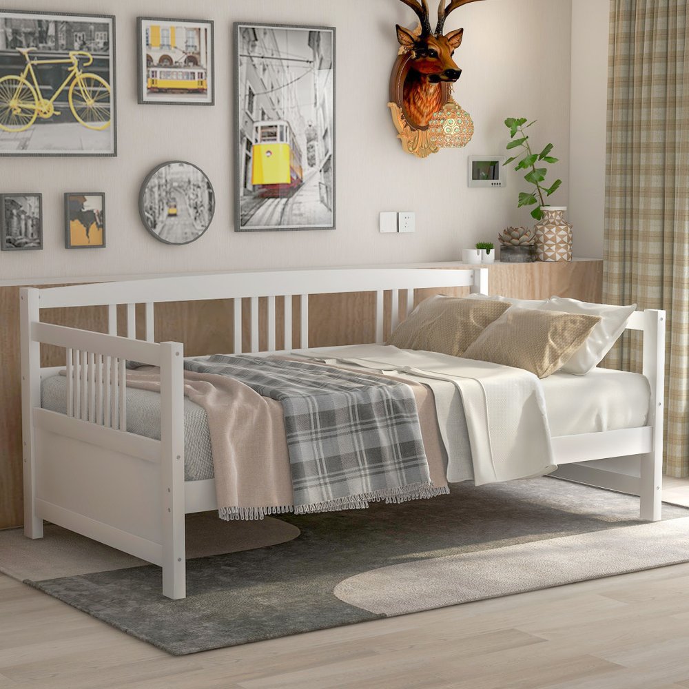 White Wood Twin Daybed Frame