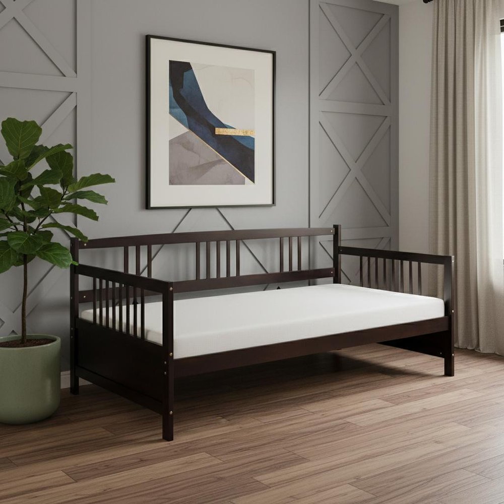 Espresso Wood Twin Daybed Frame