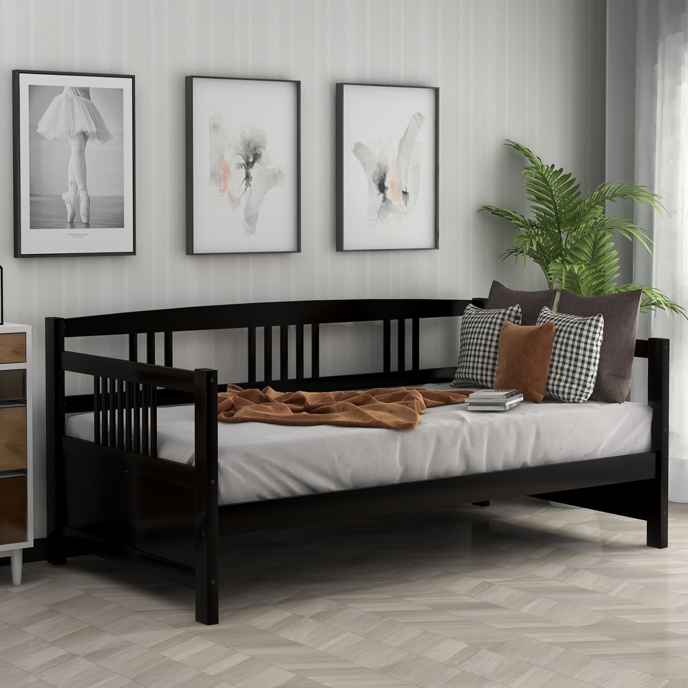 Espresso Wood Twin Daybed Frame