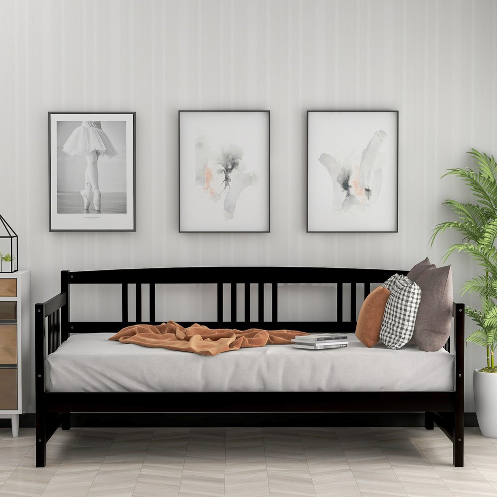 Espresso Wood Twin Daybed Frame