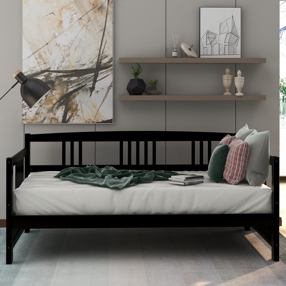 Espresso Wood Twin Daybed Frame
