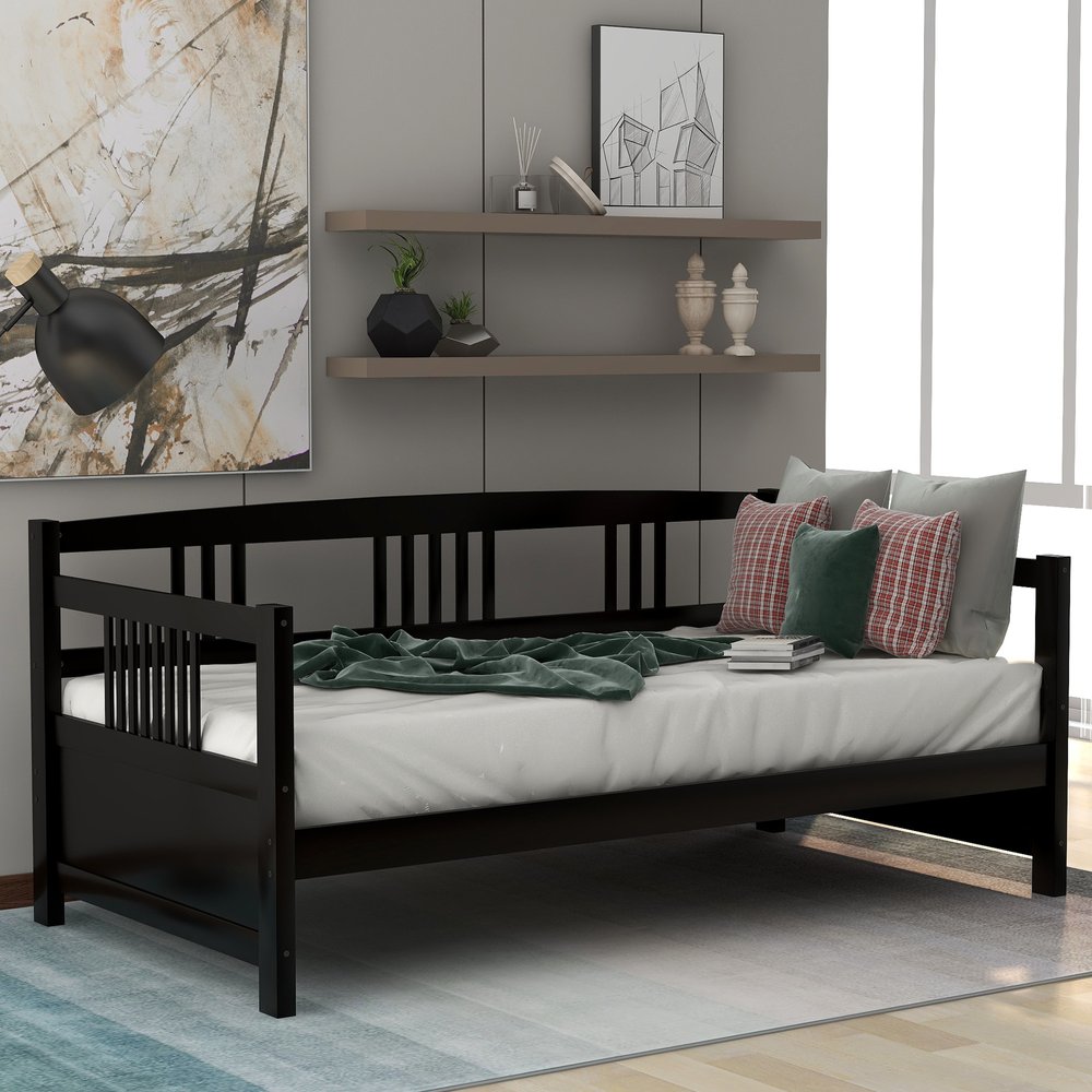 Espresso Wood Twin Daybed Frame