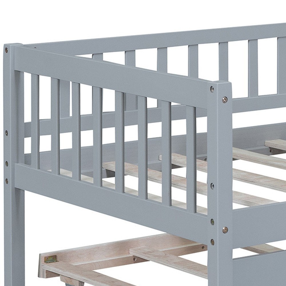 Gray Wood Twin Daybed Frame With Trundle