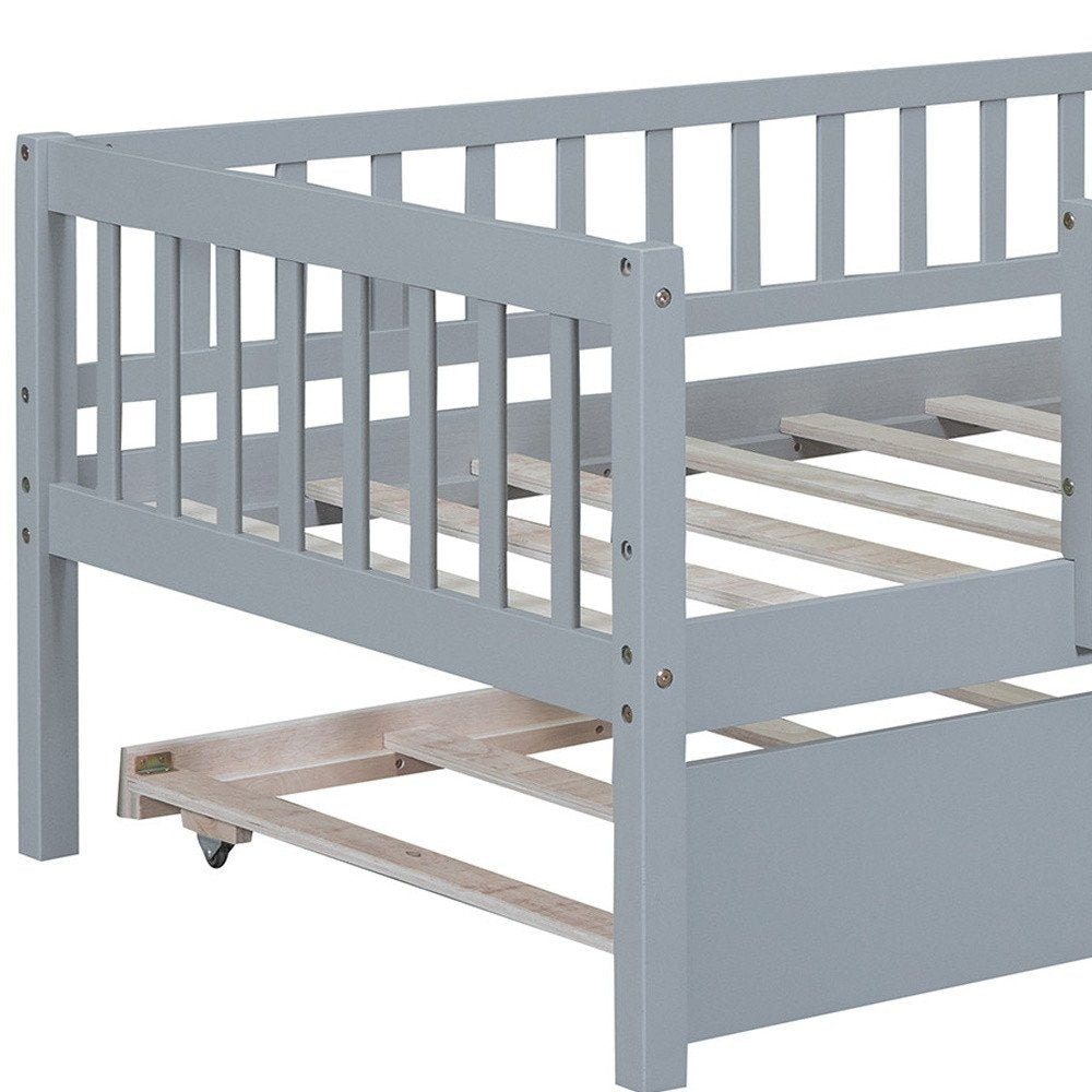 Gray Wood Twin Daybed Frame With Trundle