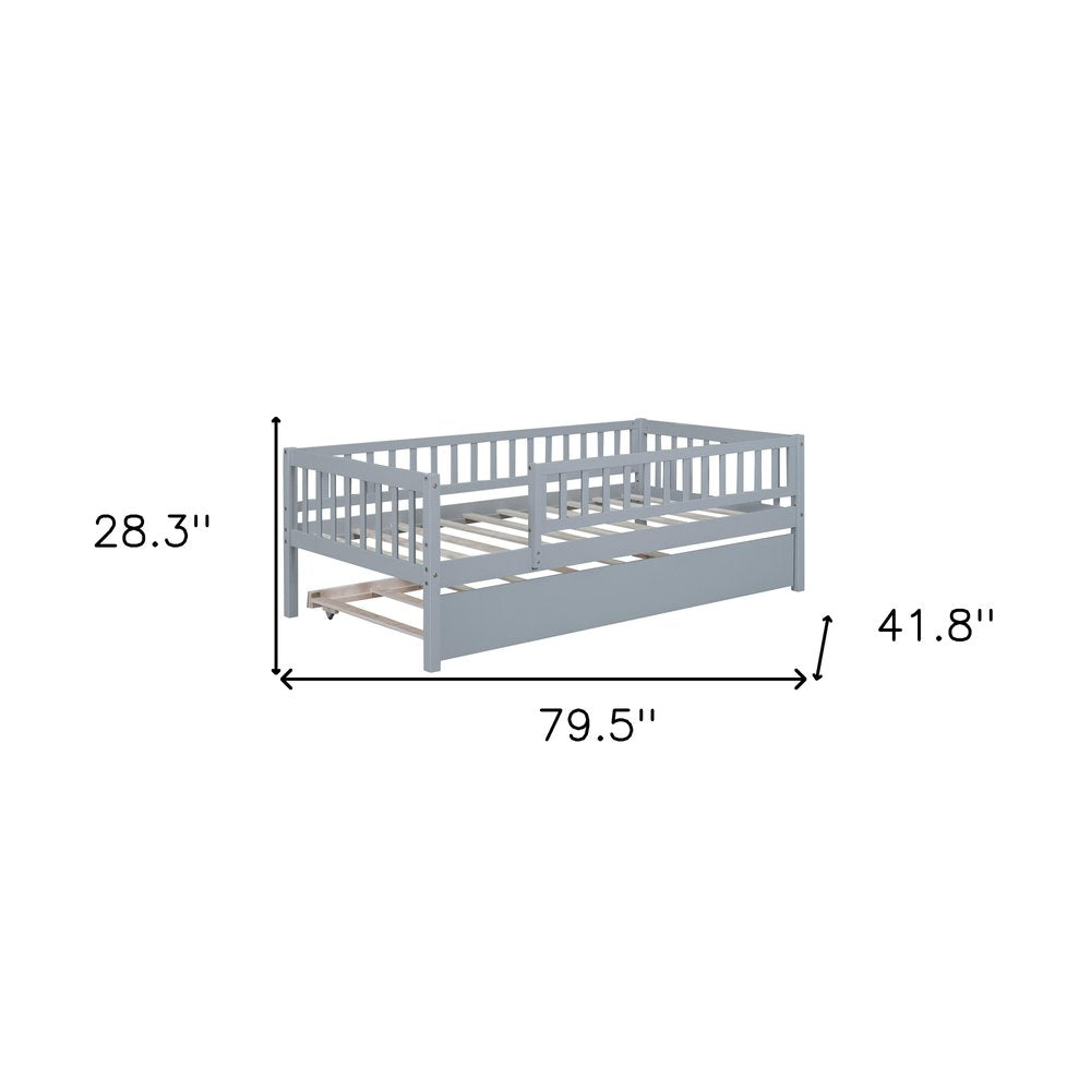 Gray Wood Twin Daybed Frame With Trundle
